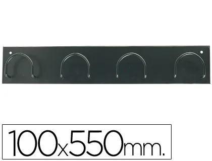 Perchero Metalico 611 Pared 4 Colgadores Color Negro 55x10x5 cm