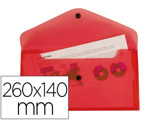 Carpeta Liderpapel Dossier Broche Polipropileno Tamaño Sobre Americano 260x140 mm Rojo Translucido