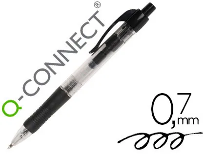 Boligrafo q-Connect Retractil Con Sujecion de Caucho Tinta Aceite 0,7 mm Color Negro