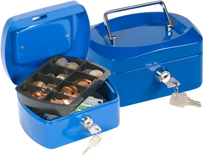 Caja Caudales q-Connect 6\" 152x115x80 mm Azul Con Portamonedas
