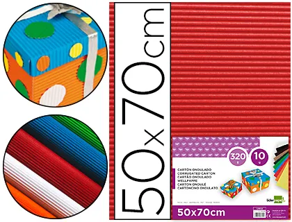 Carton Ondulado Liderpapel 50 x 70cm 320g/m2 Rojo
