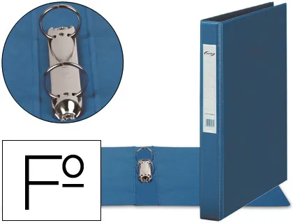 Carpeta 2 Anillas 40 mm Plastico Pardo Folio Azul