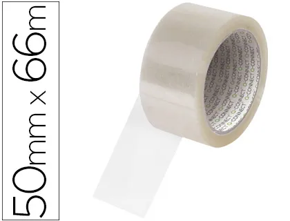 Cinta Adhesiva q-Connect Polipropileno Transparente 66 mt x 50 mm Para Embalaje