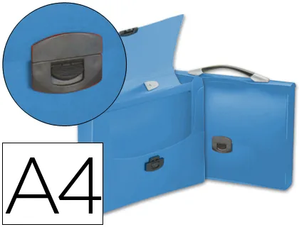 Carpeta Liderpapel Portadocumentos Broche Polipropileno Din a4 Azul Transparente Con Asa