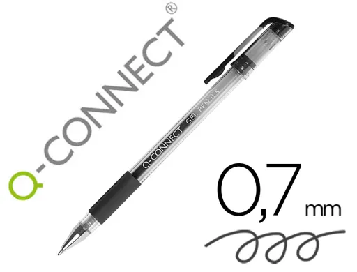 Boligrafo q-Connect Tinta Gel Negro 0,7 mm Sujecion de Caucho