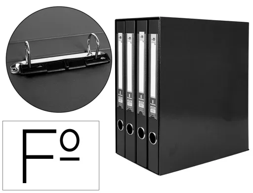Modulo Liderpapel 4 Archivadores Folio 2 Anillas Mixtas 25mm Negro