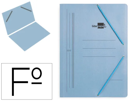 Carpeta Liderpapel Gomas Folio Sencilla Carton Pintado Azul