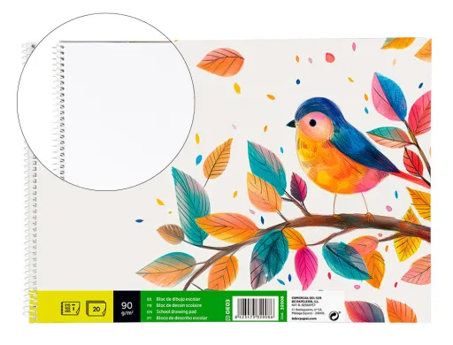 Bloc Dibujo Liderpapel Escolar Espiral 155x215mm 20 Hojas 90 gr/m2 Sin Recuadro