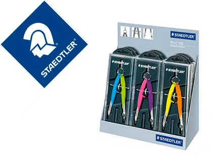 Compas Staedtler Micrometrico 556 Con Husillo y Rueda Central Color Neon Expositor Sobremesa de 9 Unidades