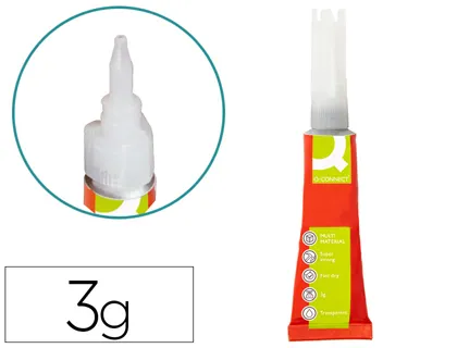 Pegamento q-Connect Adhesivo Instantaneo Fuerte 3 gr Unidad