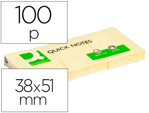 Bloc de Notas Adhesivas Quita y Pon q-Connect 38x51 mm Con 100 Hojas