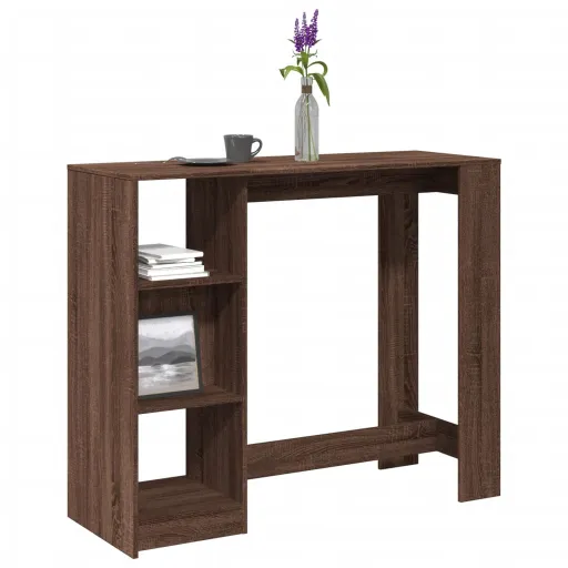 Mesa Alta Con Estante Marrón Roble 124x46x103,5 cm