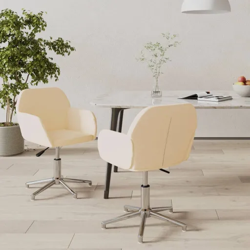 Sillas de Comedor Giratorias 2 Unidades Tela Color Crema