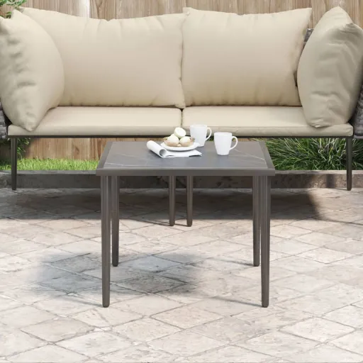 Mesa de Jardín de Acero Gris 48x48x37 cm