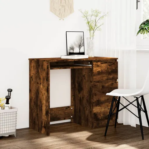 Escritorio de Madera Contrachapada Roble Ahumado 90x45x76 cm