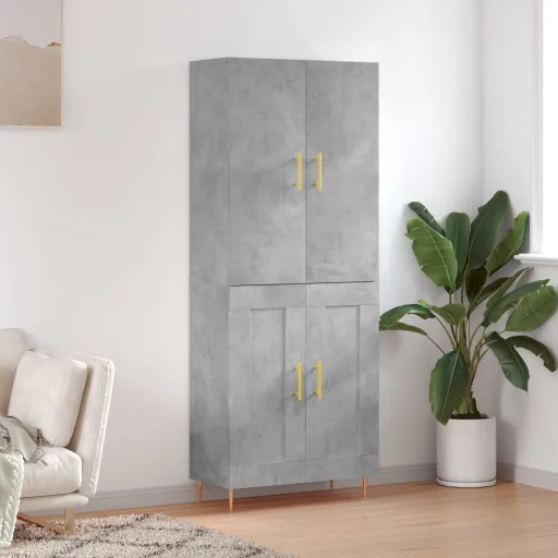 Aparador Alto Madera Contrachapada Gris Hormigón 69,5x34x180 cm
