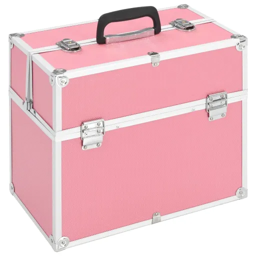 Estuche de Maquillaje Aluminio Rosa 38x23x34 cm