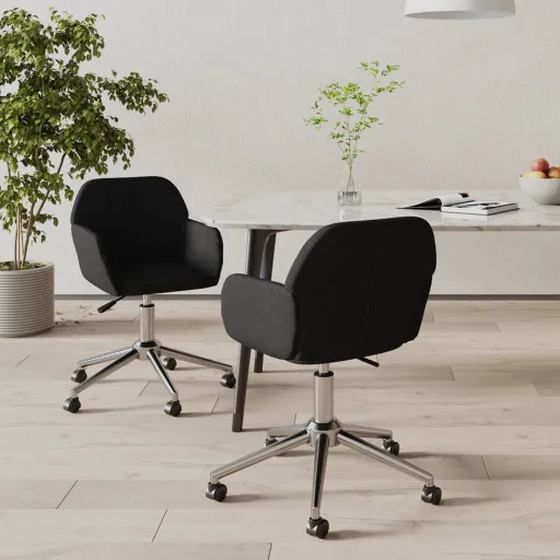 Sillas de Comedor Giratorias 2 Unidades Tela Negro