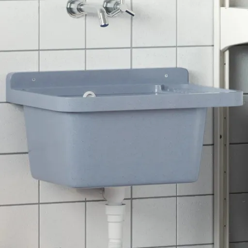 Fregadero Lavabo de Pared Resina Gris 50x35x24 cm