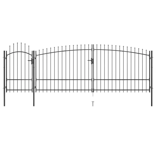 Puerta de Valla de Jardín Con Punta de Lanza 5x2,25 m Negro