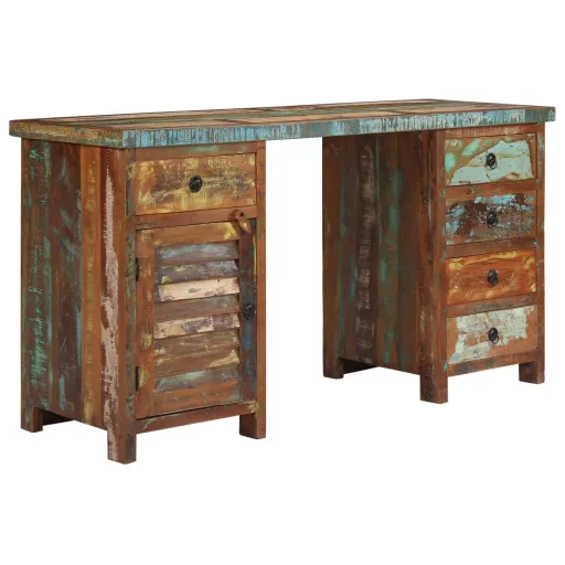Escritorio Con Pedestal Madera Maciza Reciclada 140x50x77 cm