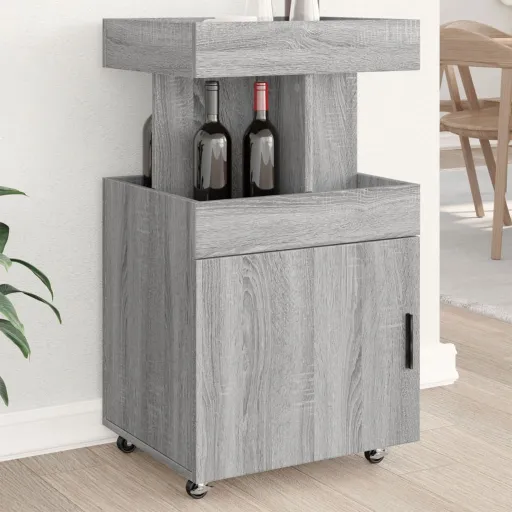 Carrito de Bar Madera de Ingeniería Gris Sonoma 50x41x89 cm