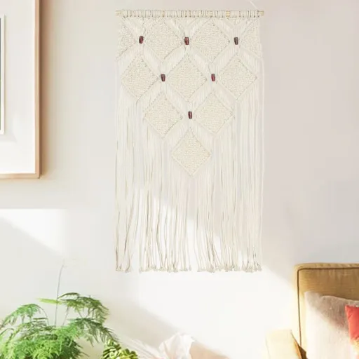 Adorno de Pared de Macramé Algodón 40x80 cm