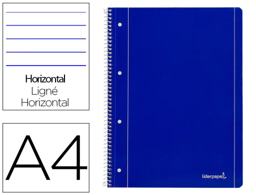 Cuaderno Espiral Liderpapel a4 Micro Serie Azul Tapa Blanda 80h 75 gr Horizontal Con Margen 4 Taladros Azul