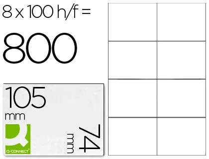 Etiqueta Adhesiva q-Connect Kf10659 Tamaño 105x74 mm Fotocopiadora Laser Ink-Jet Caja Con 100 Hojas Din a4
