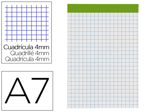 Bloc Notas Liderpapel Cuadro 4 mm a7 80 Hojas 60 g/m2 Perforado Sin Tapa