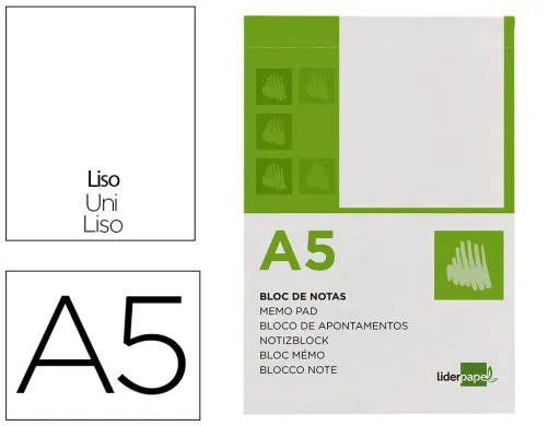 Bloc Notas Liderpapel Liso a5 80 Hojas 60g/m2 Perforado