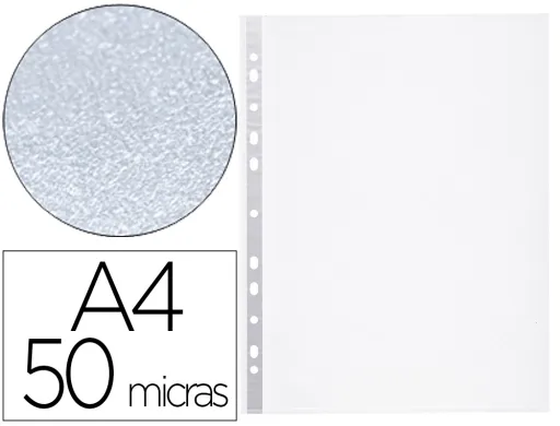 Funda Multitaladro q-Connect Din a4 50 mc Piel de Naranja Bolsa de 10 Unidades
