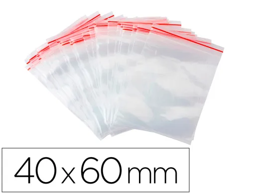 Bolsa Plastico Autocierre q-Connect 40x60 mm Paquete de 100 Unidades