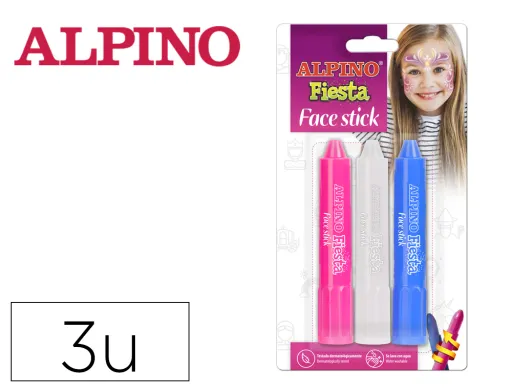Barra de Maquillaje Alpino Fiesta Face Stick Princesas Blister de 3 Unidades Colores Surtidos
