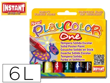 Tempera Solida en Barra Playcolor Escolar Caja de 6 Colores Surtidos