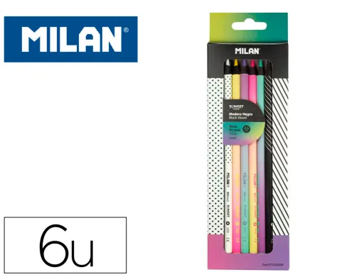 Lapices de Colores Milan Sunset Mina Gruesa 3,5 mm Caja de 6 Unidades Colores Surtidos