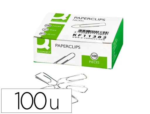 Clips Niquelados q-Connect n 1 Picos 20 mm Punta Caja de 100 Unidades