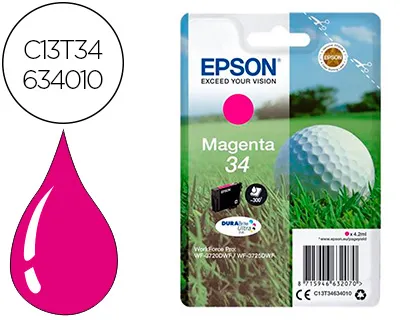 Ink-Jet Epson 34 Workforce Pro wf-3720 / wf-3720dwf / wf-3725dwf Magenta 300 Paginas