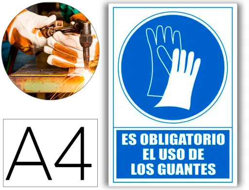 Pictograma Archivo 2000 Obligatorio Uso de Guantes Pvc Azul Luminiscente 210x297 mm