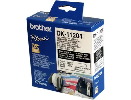 Etiqueta Adhesiva Brother Dk11204 -Tamaño 17x54 mm Para Impresoras de Etiquetas ql -400 Etiquetas-