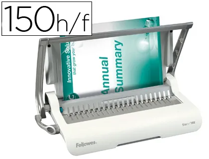 Encuadernadora Para Canutillo Fellowes Star+150 Perfora 15 Hojas Tamaño Din a4 Encuaderna Hasta 150 Hojas