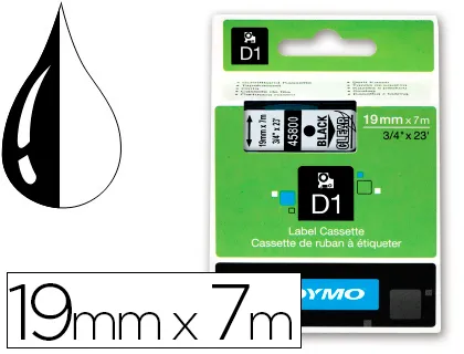 Cinta Dymo Negro Transparente 19mm x 7 mt d1