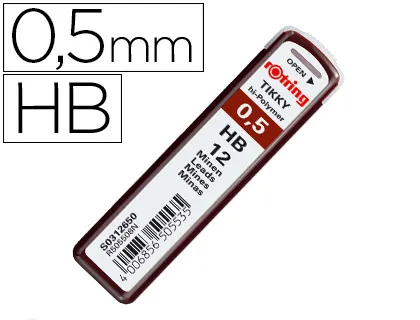 Minas Rotring Grafito 0,5 mm hb Estuche de 12 Minas