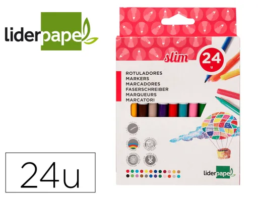 Rotulador Liderpapel Slim Caja de 24 Unidades Colores Surtidos