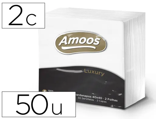 Servilleta Celulosa Amoos Luxury 40x40 cm 2 Capas Paquete de 50 Unidades