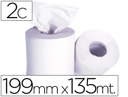 Papel Secamanos 2 Capas 199 mm x 135 m Mandril 70 mm Diametro 197 mm