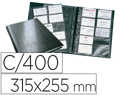 Tarjetero Durable Din a4 Visifix Centium 4 Anillas 20 Fundas Con Indice Alfabetico Para 400 Tarjetas de Visita