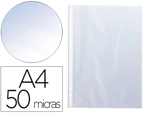 Funda Multitaladro q-Connect Din a4 50 mc Cristal Bolsa de 10 Unidades