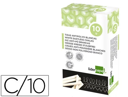 Tiza Blanca Antipolvo Liderpapel Caja de 10 Unidades
