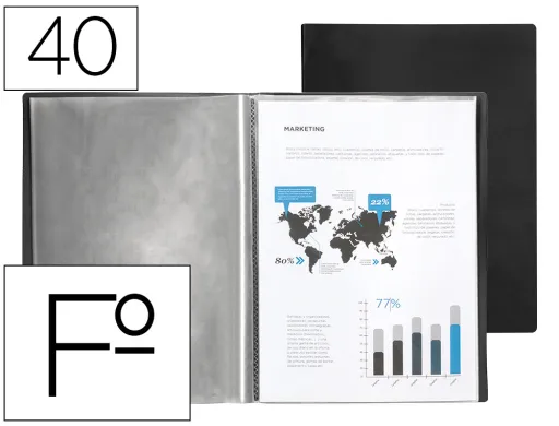 Carpeta Liderpapel Escaparate 40 Fundas Pvc Folio Negro